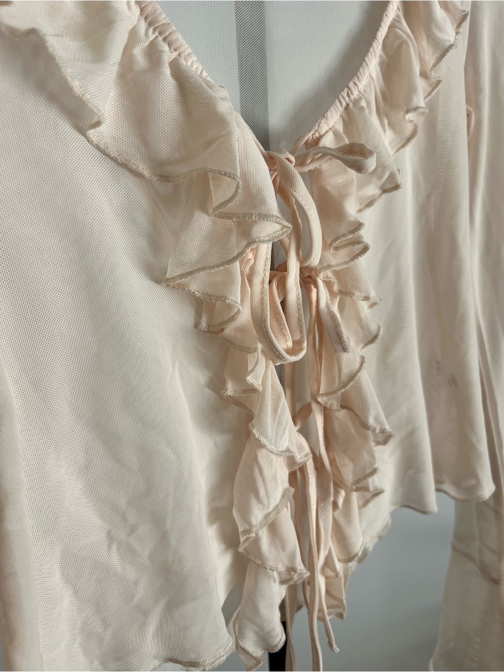 Light Pink Ruffle-Front Women's Top - Picture 2 of 2